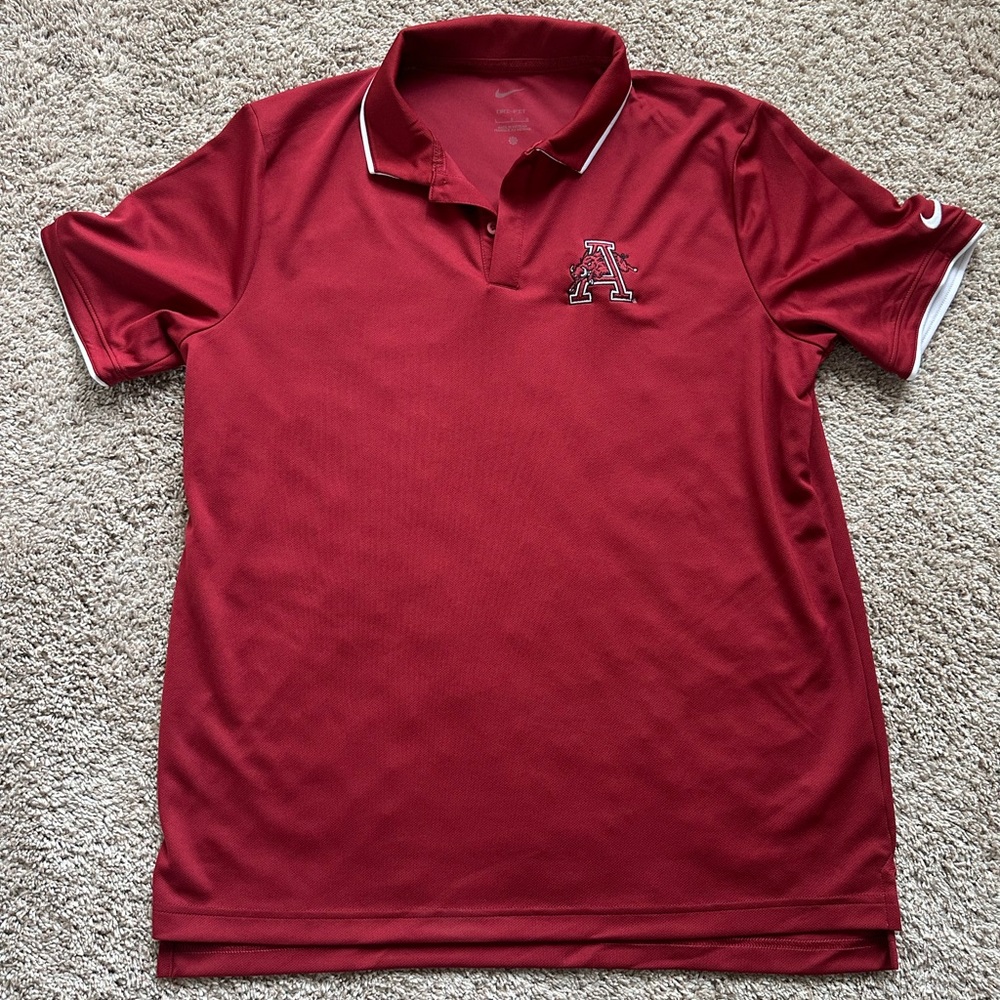 Nike Dri-FIT Arkansas Razorbacks NCAA Polo Shirt Men's Size Large